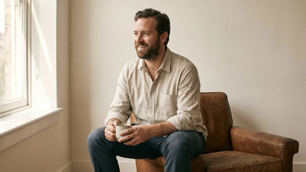 Man in crisp button-up, a business casual staple complementing a polo shirt.
