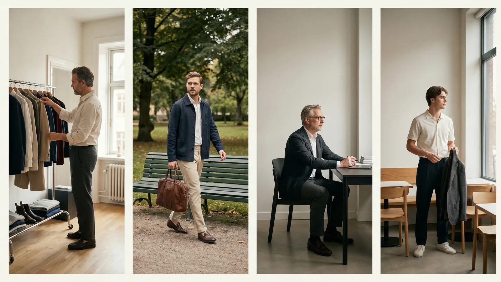 A man wears a sharp, versatile outfit, part of his men's business casual capsule wardrobe.