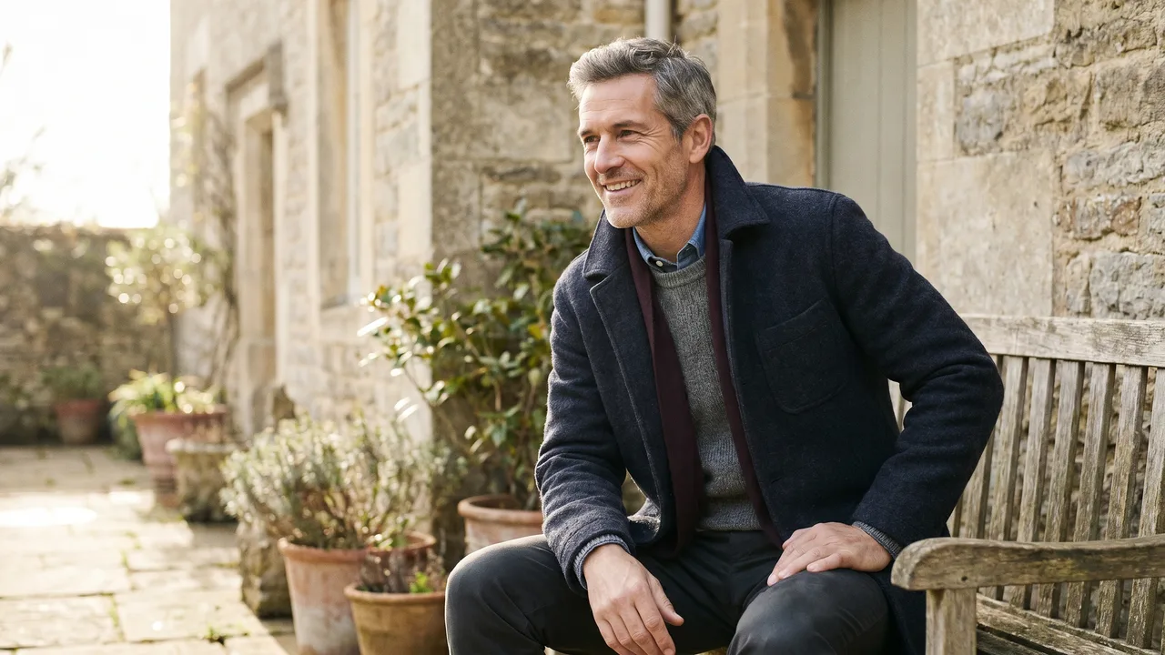 A man in smart-casual layers, defining the smart casual dresscode for men.